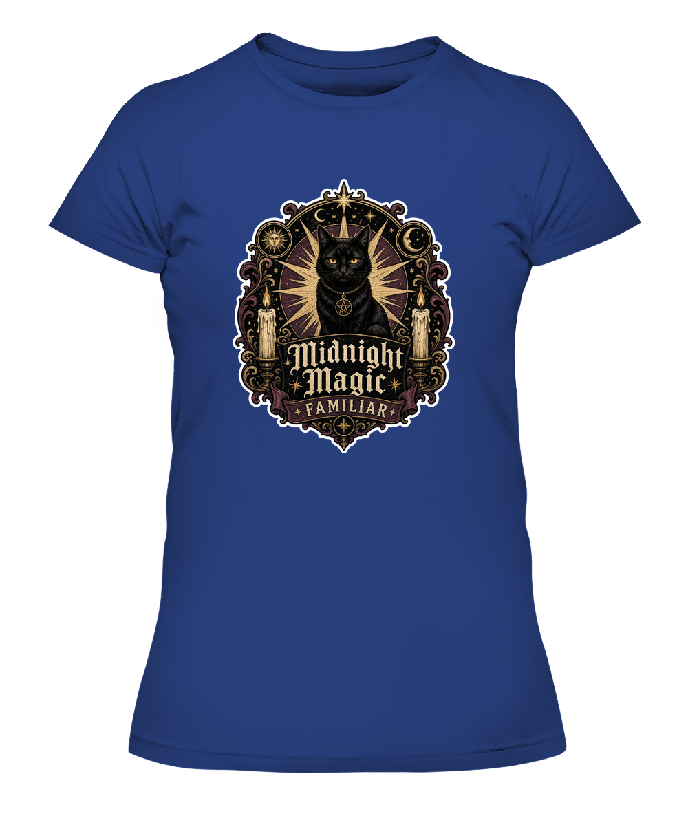 Midnight Magic Familiar Ladies T-Shirt | Black Cat Lover Gift