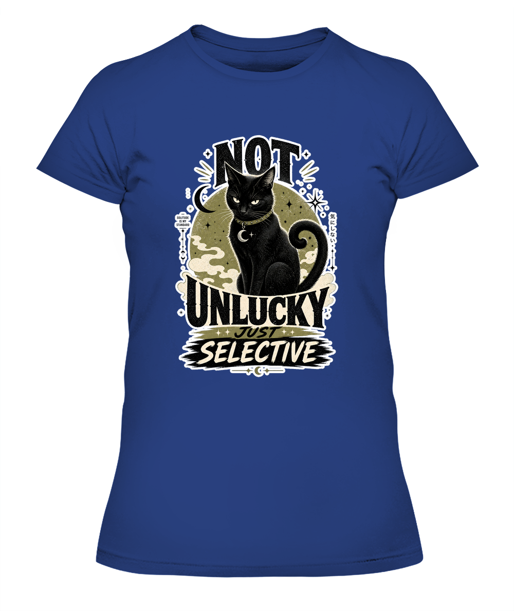 Not Unlucky just Selective Ladies T-Shirt | Black Cat Lover Gift