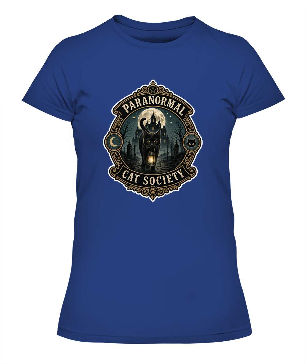 Paranormal Cat Society Ladies T-Shirt | Black Cat Lover Gift