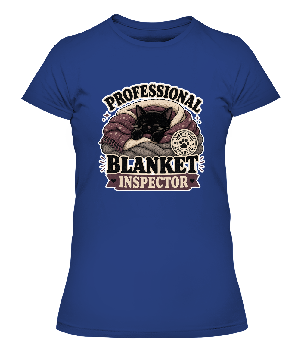 Professional Blanket Inspector Ladies T-Shirt | Black Cat Lover Gift