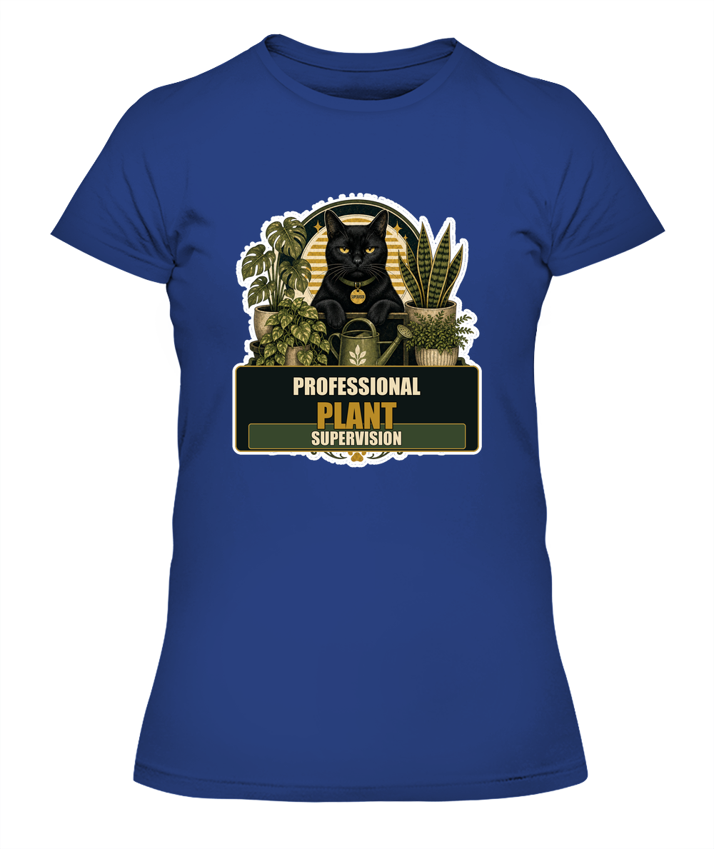Professional Plant Supervision Ladies T-Shirt | Black Cat Lover Gift
