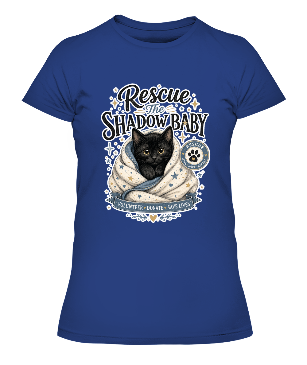 Rescue the Shadow Baby Ladies T-Shirt | Black Cat Lover Gift