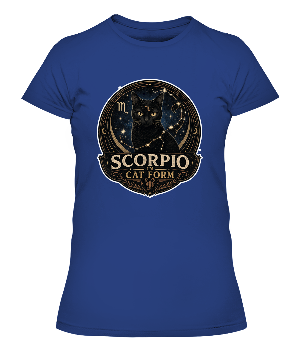 Scorpio in Cat Form Ladies T-Shirt | Black Cat Lover Gift