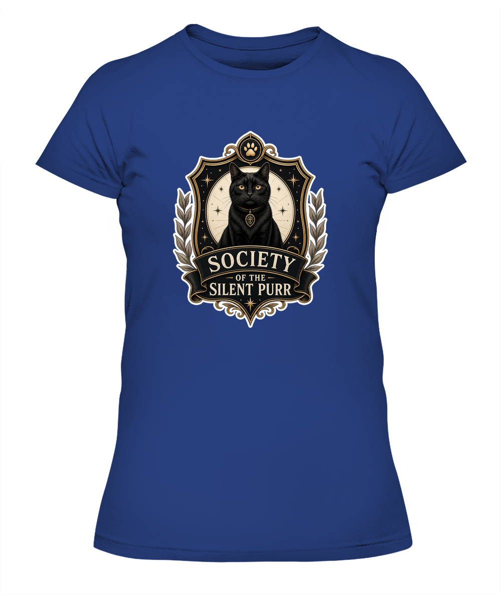 Society of the Silent Purr Ladies T-Shirt | Black Cat Lover Gift