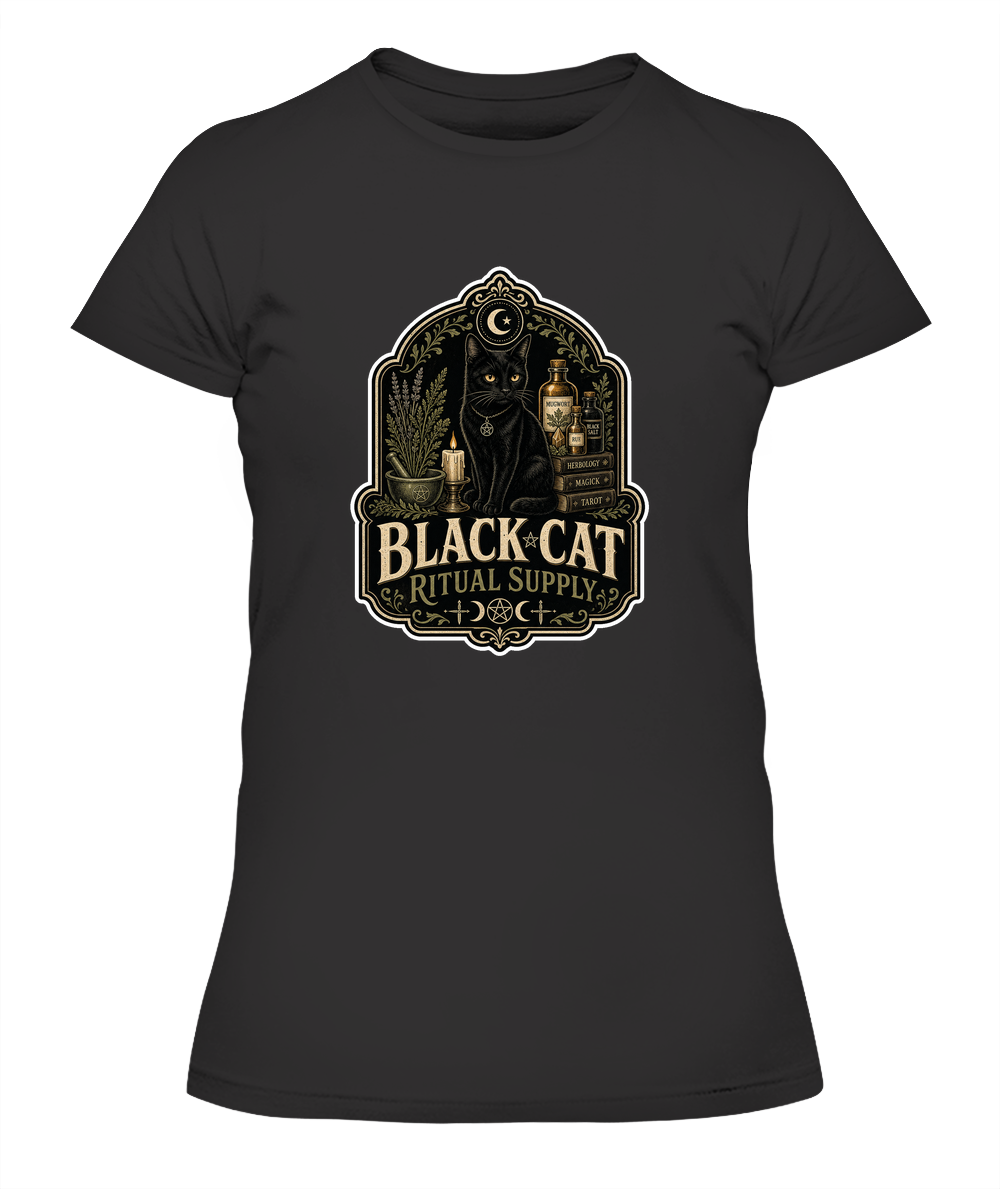 Black Cat Ritual Supply Ladies T-Shirt | Black Cat Lover Gift