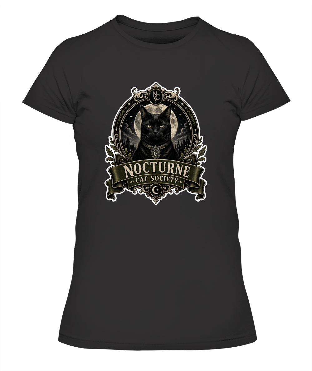 Nocturne Cat Society Ladies T-Shirt | Black Cat Lover Gift