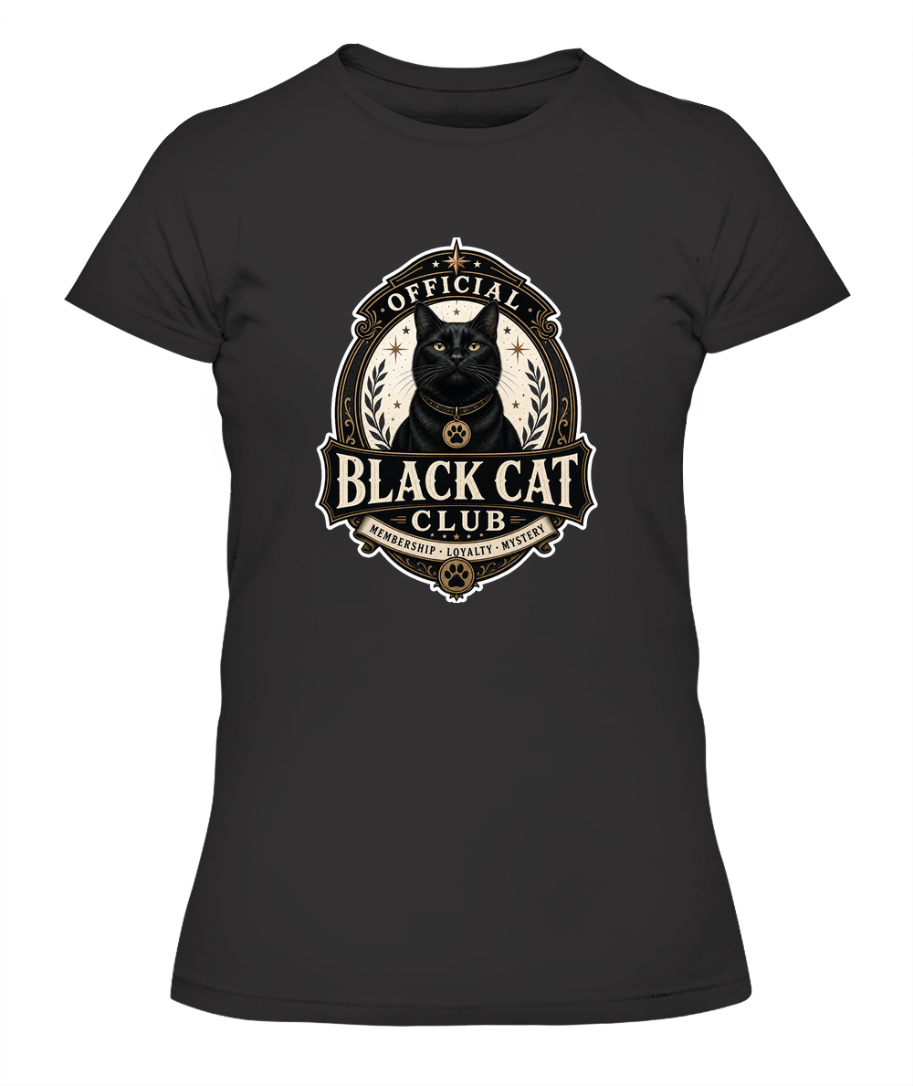 Official Black Cat Club Ladies T-Shirt | Black Cat Lover Gift