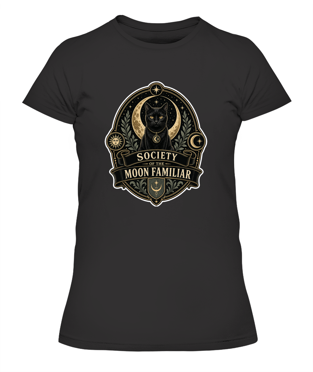 Society of the Moon Familiar Ladies T-Shirt | Black Cat Lover Gift
