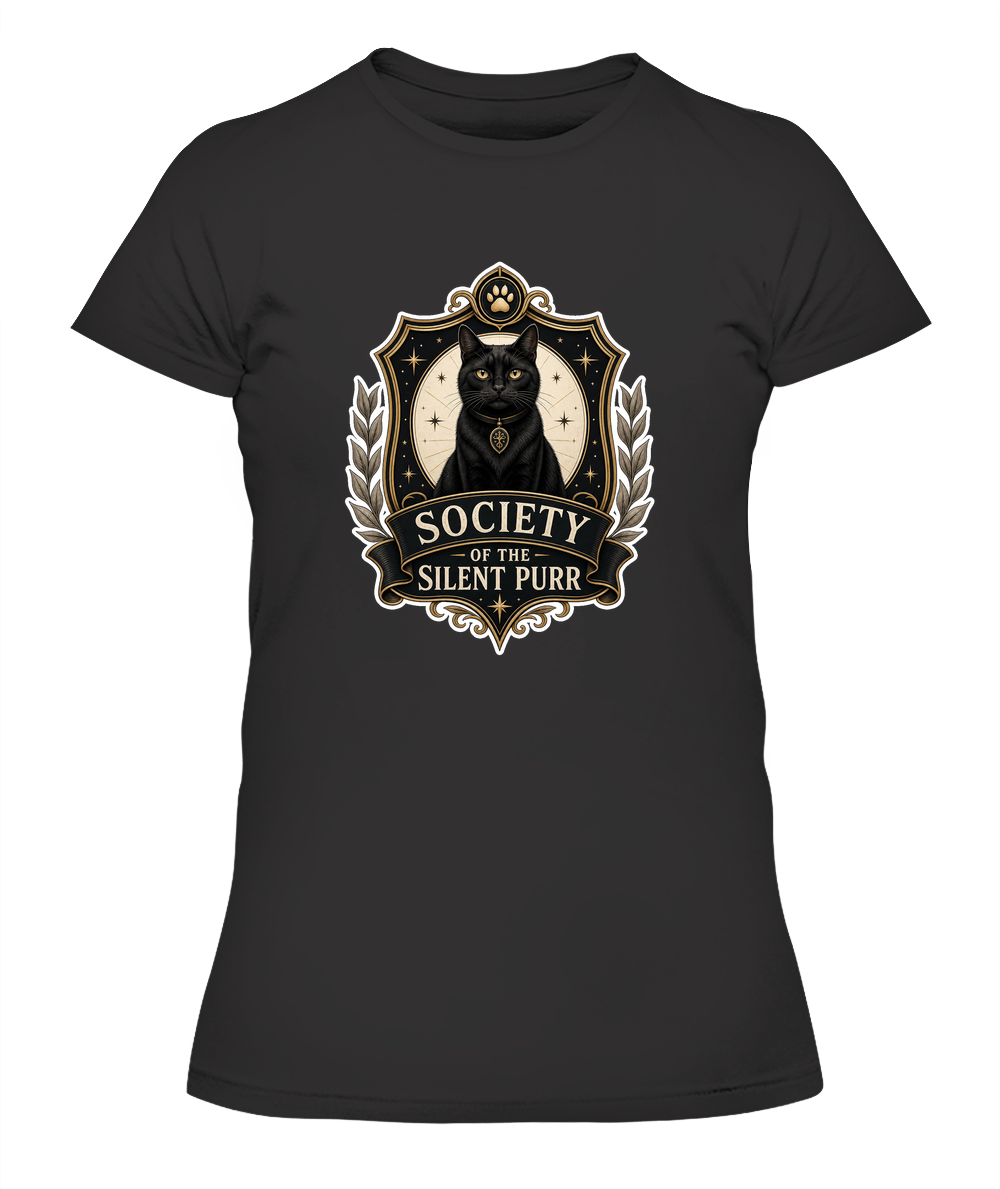 Society of the Silent Purr Ladies T-Shirt | Black Cat Lover Gift