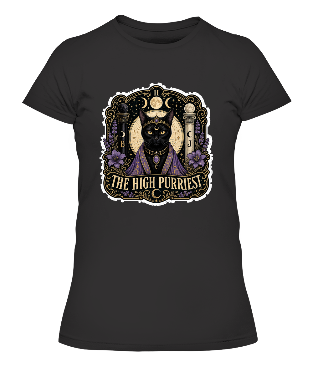The High Purriest Ladies T-Shirt | Black Cat Lover Gift