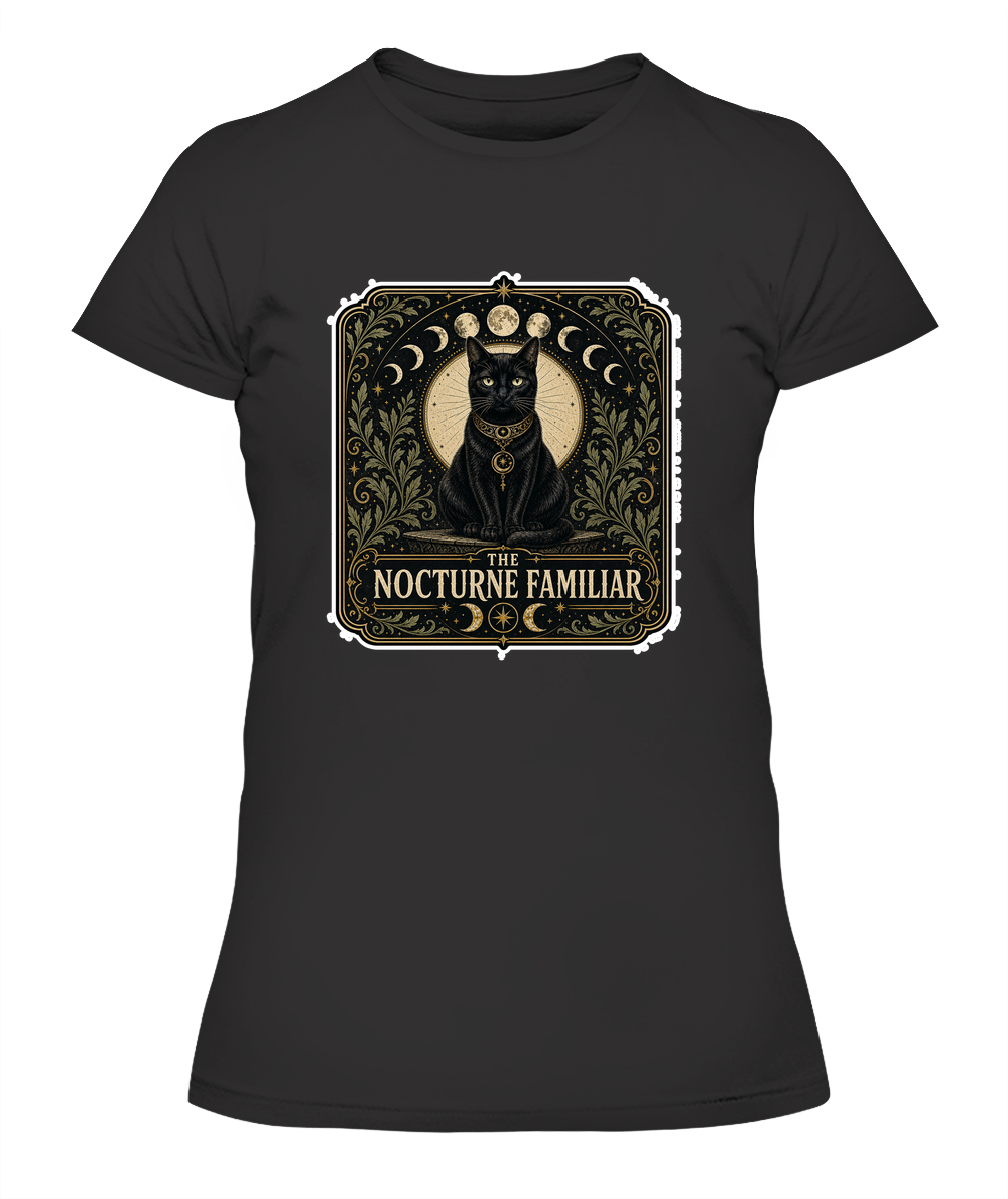 The Nocturne Familiar Ladies T-Shirt | Black Cat Lover Gift