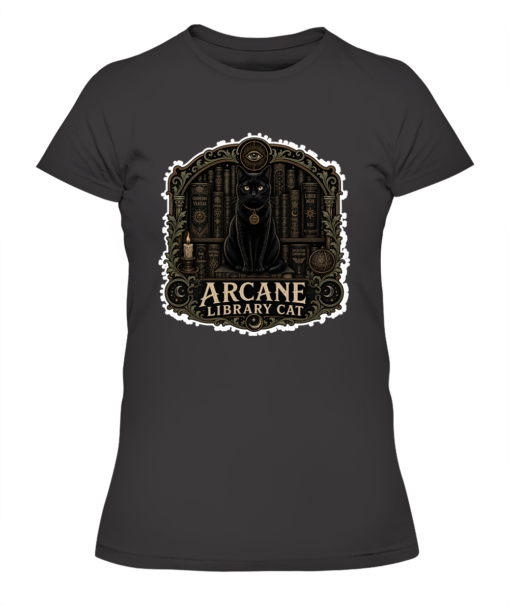 Arcane Library Cat Ladies T-Shirt | Black Cat Lover Gift