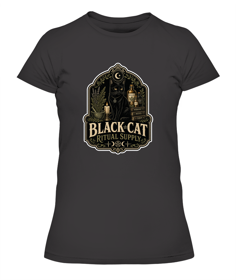 Black Cat Ritual Supply Ladies T-Shirt | Black Cat Lover Gift