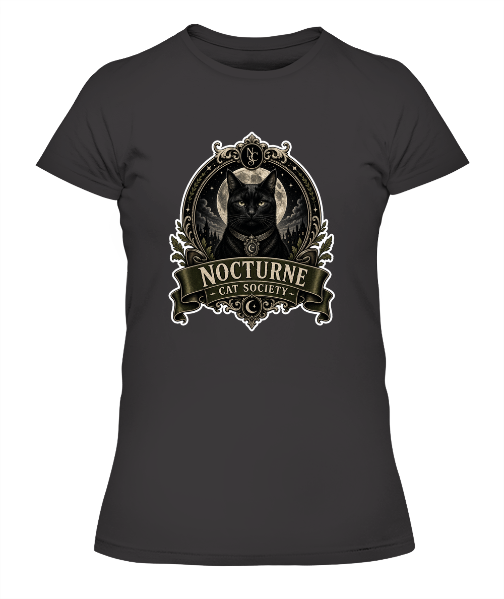 Nocturne Cat Society Ladies T-Shirt | Black Cat Lover Gift