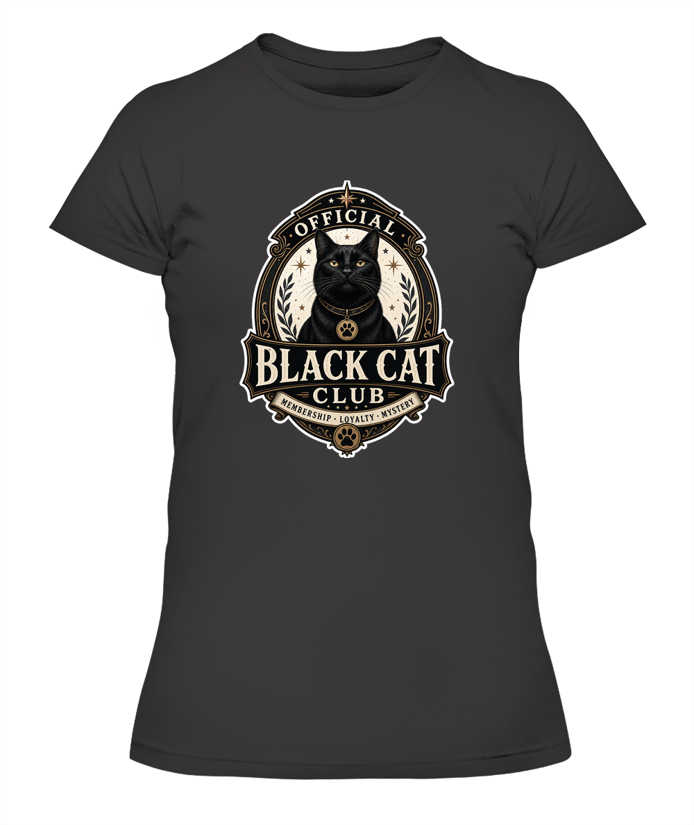 Official Black Cat Club Ladies T-Shirt | Black Cat Lover Gift