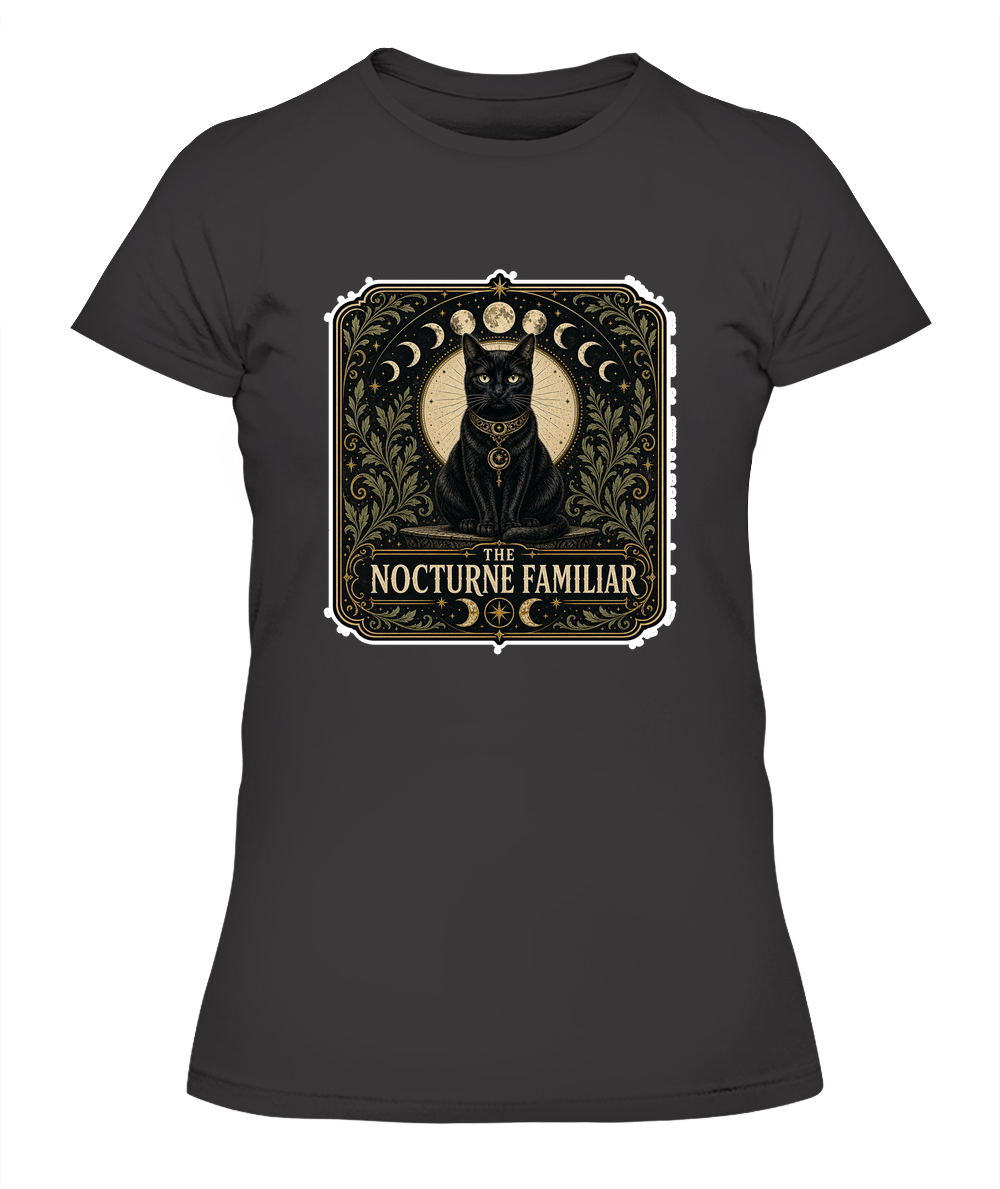The Nocturne Familiar Ladies T-Shirt | Black Cat Lover Gift