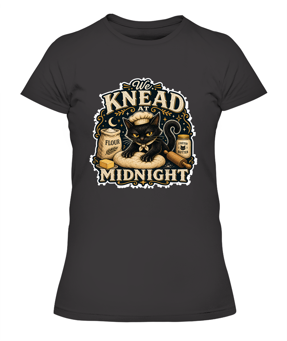We Knead At Midnight Ladies T-Shirt | Black Cat Lover Gift