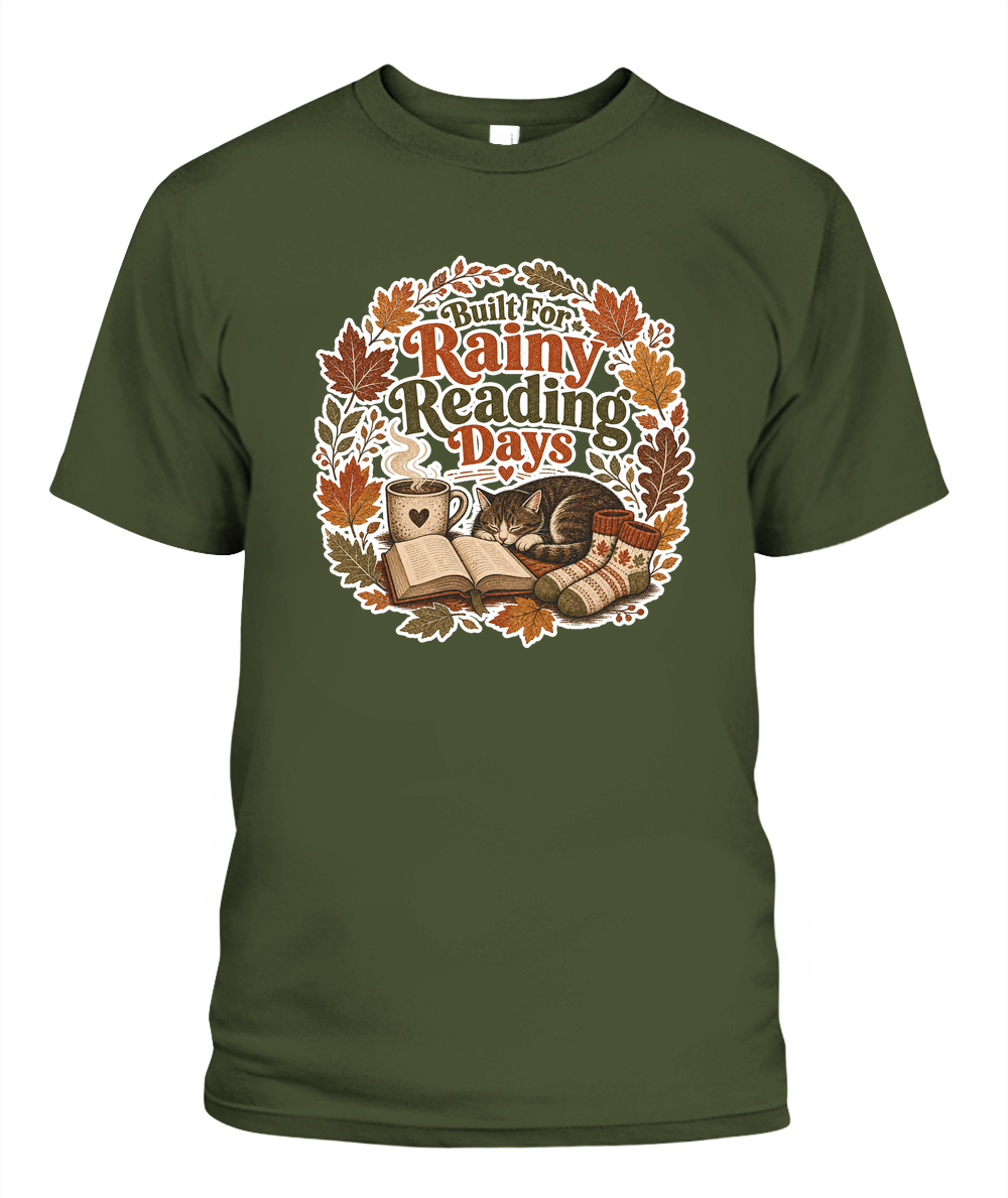Built for Rainy Reading Days Book Lover T-Shirt | Reading Gift
