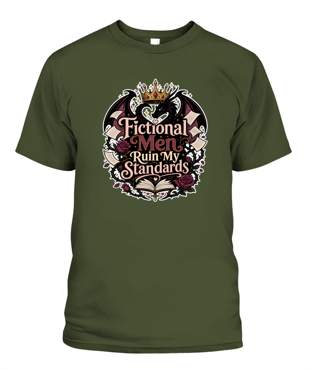 Fictional Men Ruin my Standards Book Lover T-Shirt | Reading Gift