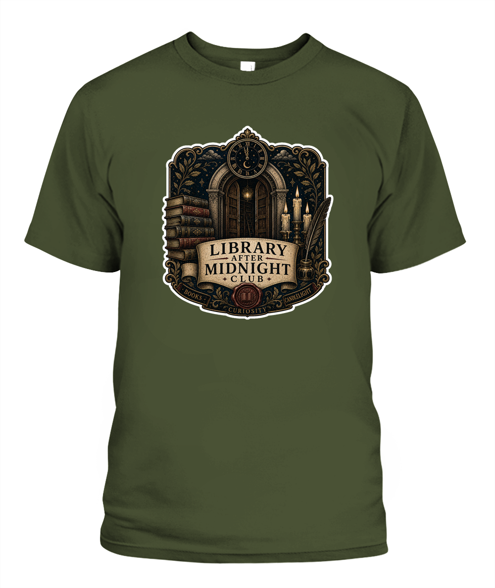 Library After Midnight Club Book Lover T-Shirt | Reading Gift