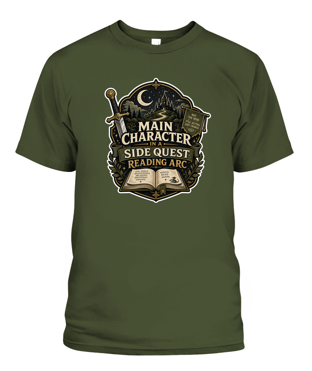 Main Character in a Side Quest Reading Arc Book Lover T-Shirt | Reading Gift