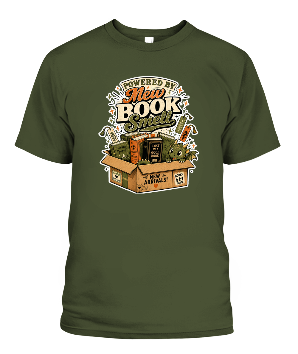 Powered by New Book Smell Book Lover T-Shirt | Reading Gift