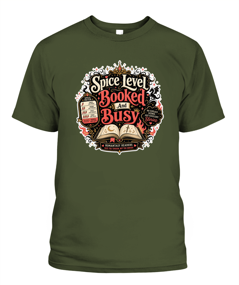 Spice Level Booked and Busy Book Lover T-Shirt | Reading Gift