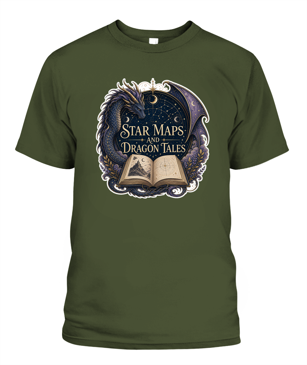 Star Maps and Dragon Tales Book Lover T-Shirt | Reading Gift