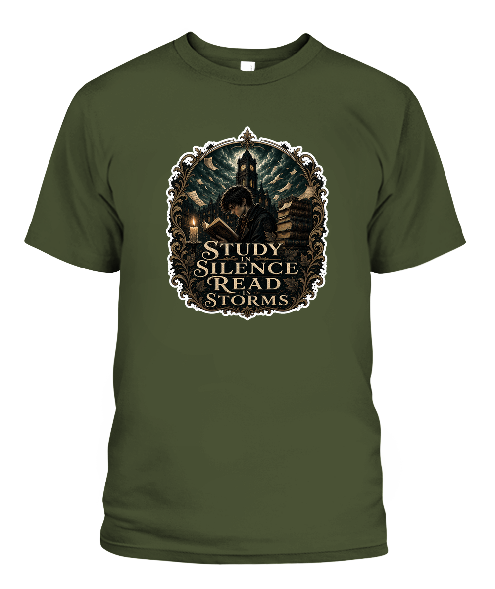 Study in Silence Read in Storms Book Lover T-Shirt | Reading Gift