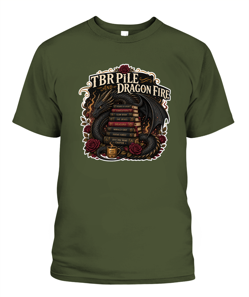 Tbr Pile and Dragon Fire Book Lover T-Shirt | Reading Gift