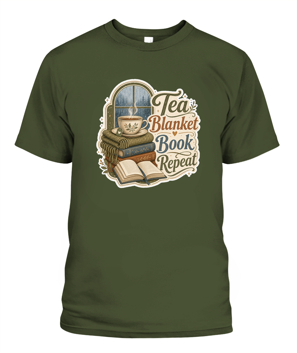 Tea Blanket Book Repeat Book Lover T-Shirt | Reading Gift