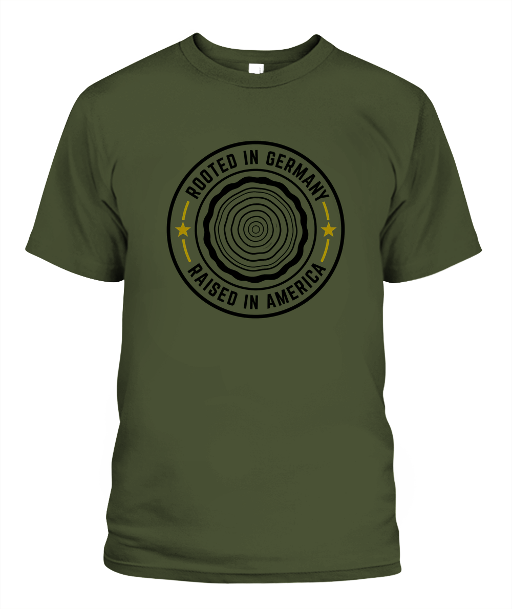 Rooted In Germany, Raised In America — T-Shirt in Sage