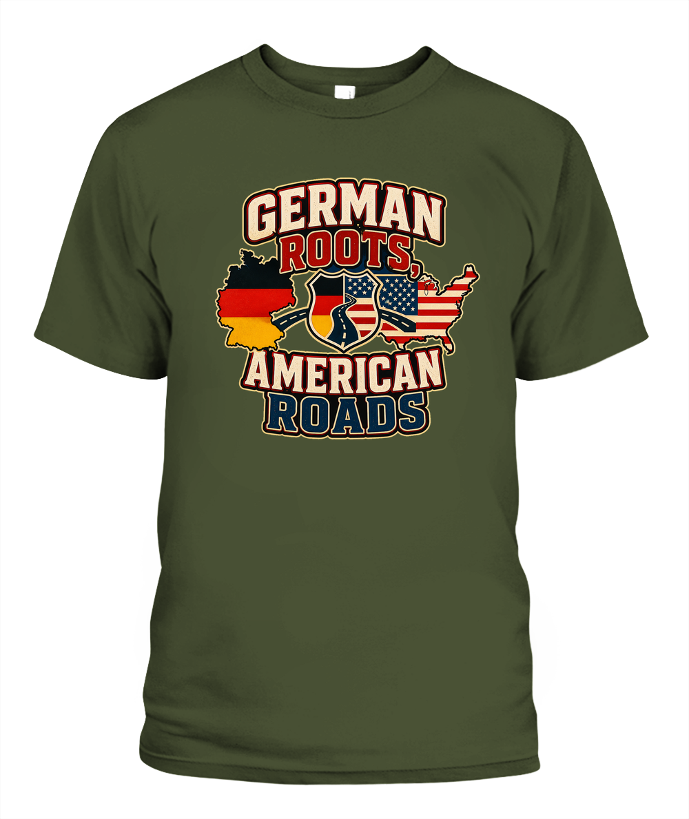 German Roots, American Roads — T-Shirt in Sage