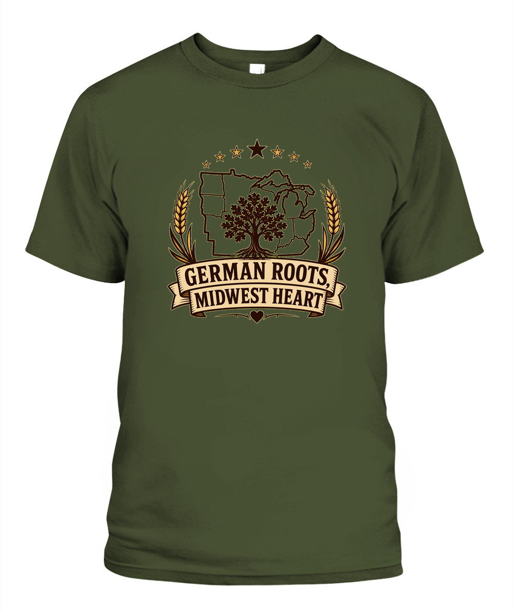 German Roots, Midwest Heart — T-Shirt in Sage