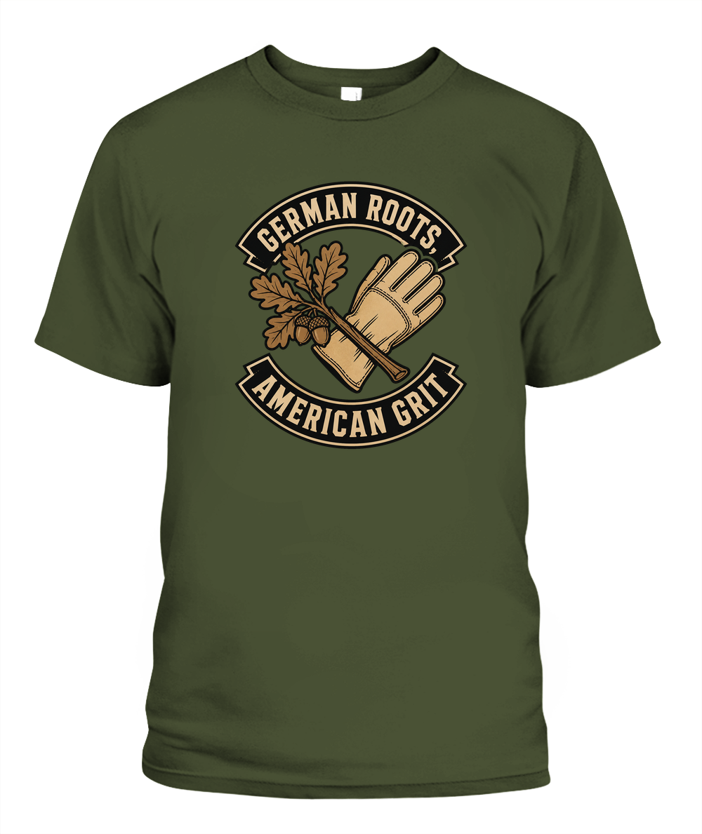 German Roots, American Grit — T-Shirt in Sage