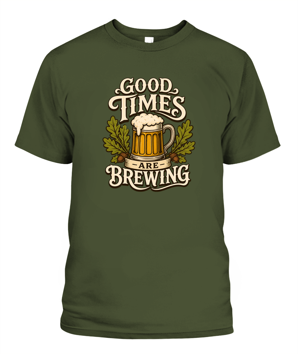 Good Times Are Brewing — T-Shirt in Sage