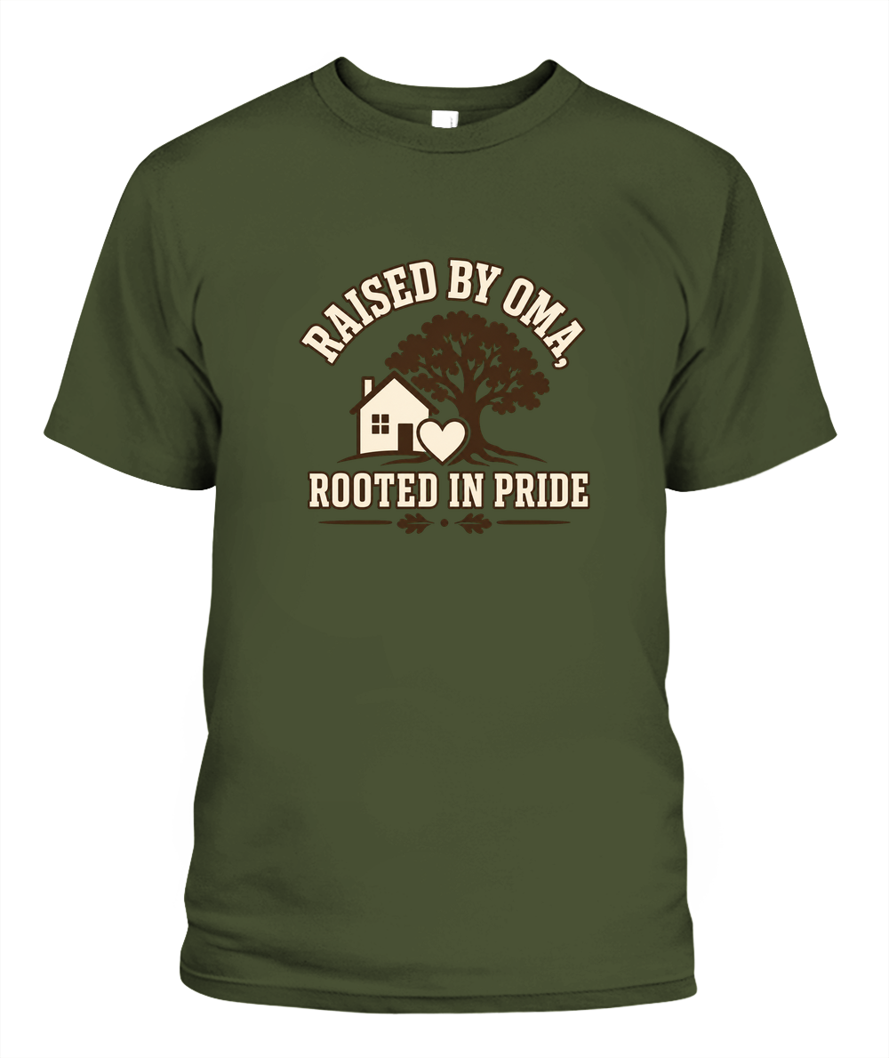 Raised By Oma, Rooted In Pride — T-Shirt in Sage