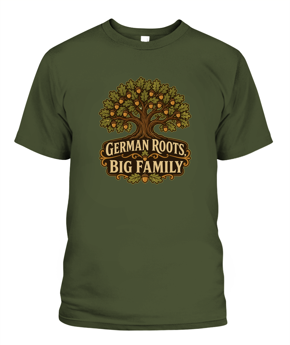 German Roots, Big Family — T-Shirt in Sage