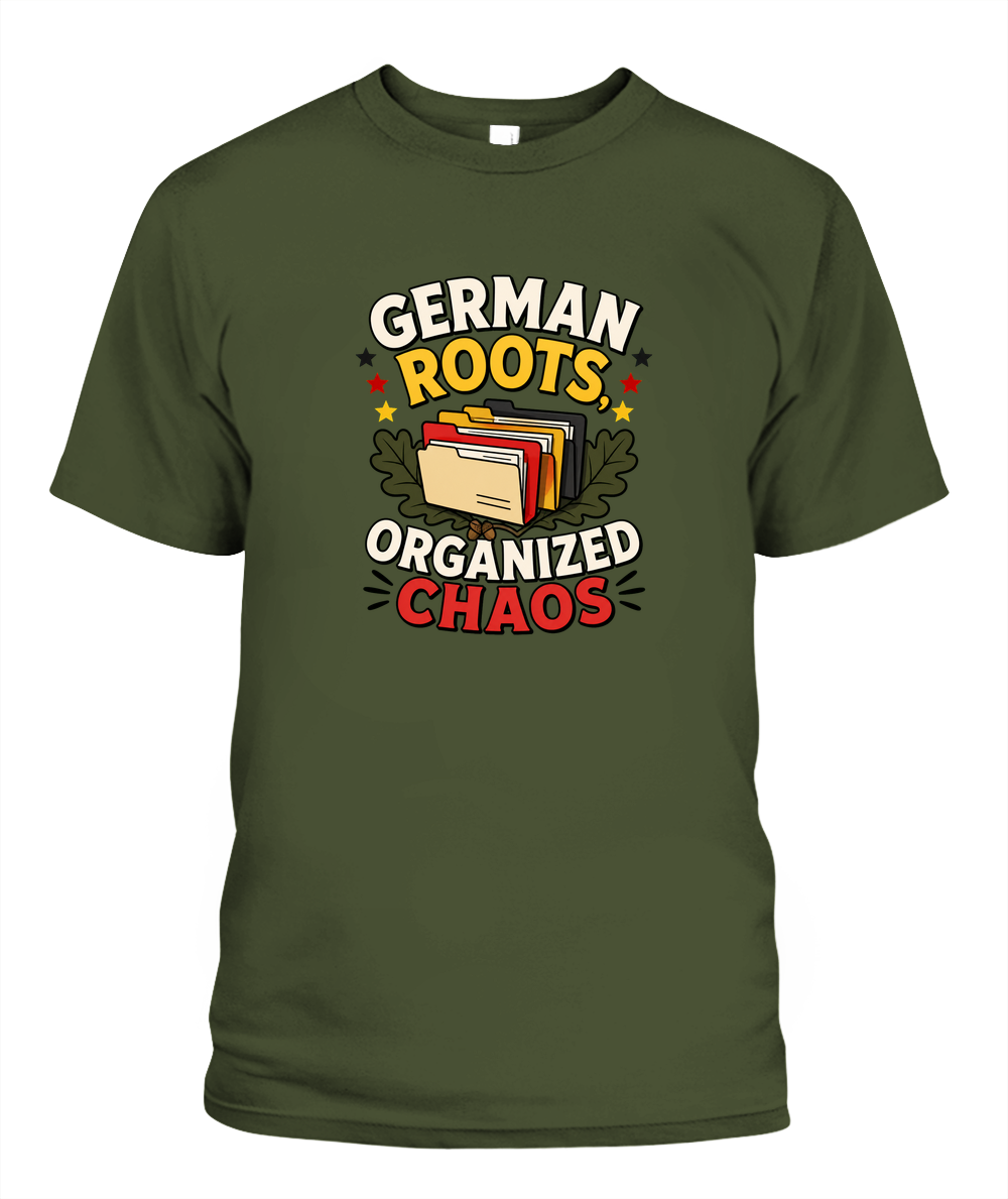 German Roots, Organized Chaos — T-Shirt in Sage