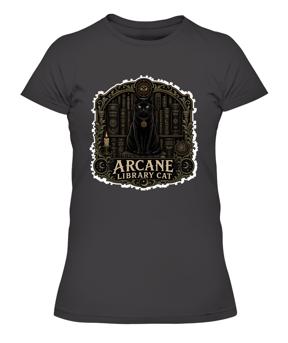 Arcane Library Cat Ladies T-Shirt | Black Cat Lover Gift
