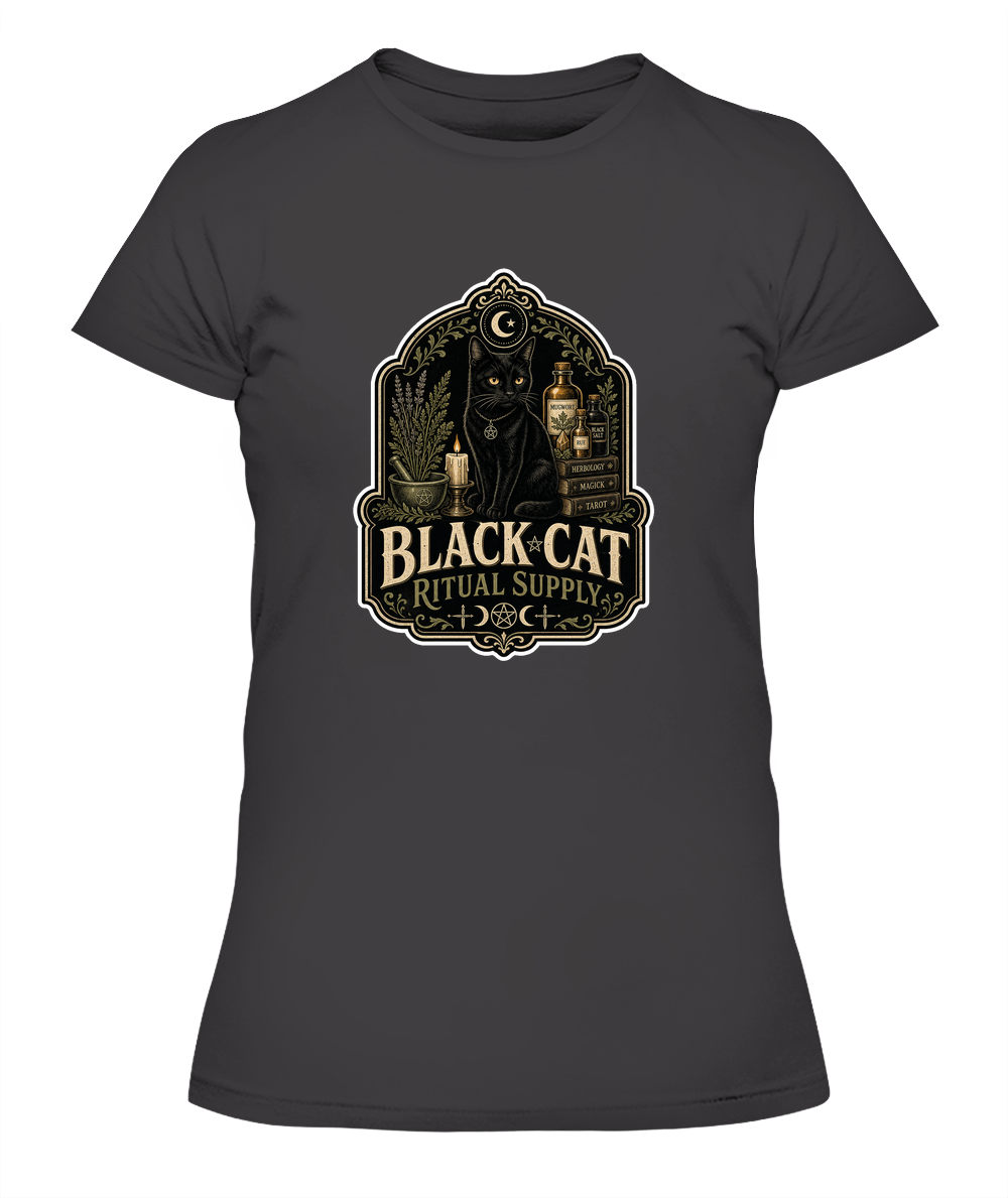 Black Cat Ritual Supply Ladies T-Shirt | Black Cat Lover Gift