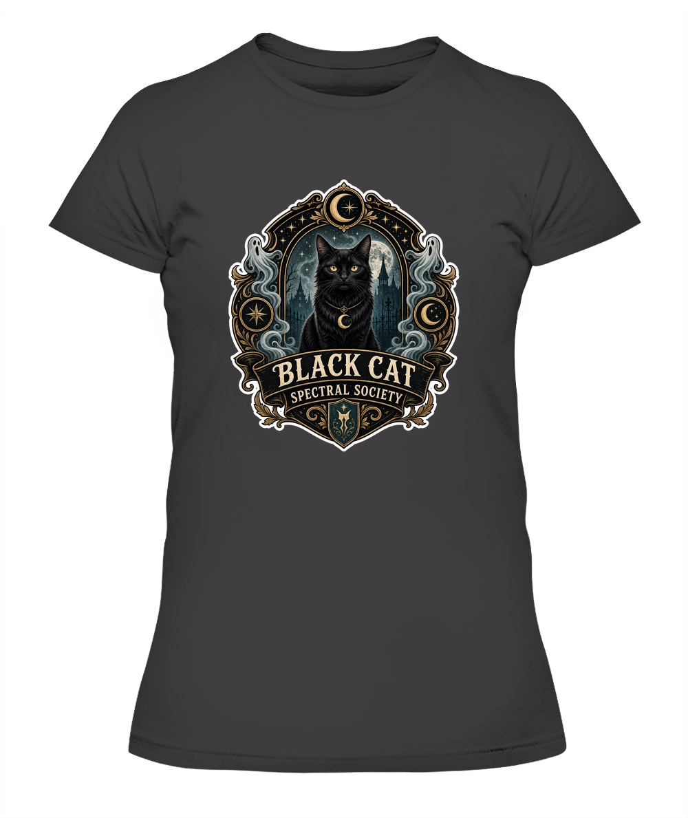 Black Cat Spectral Society Ladies T-Shirt | Black Cat Lover Gift