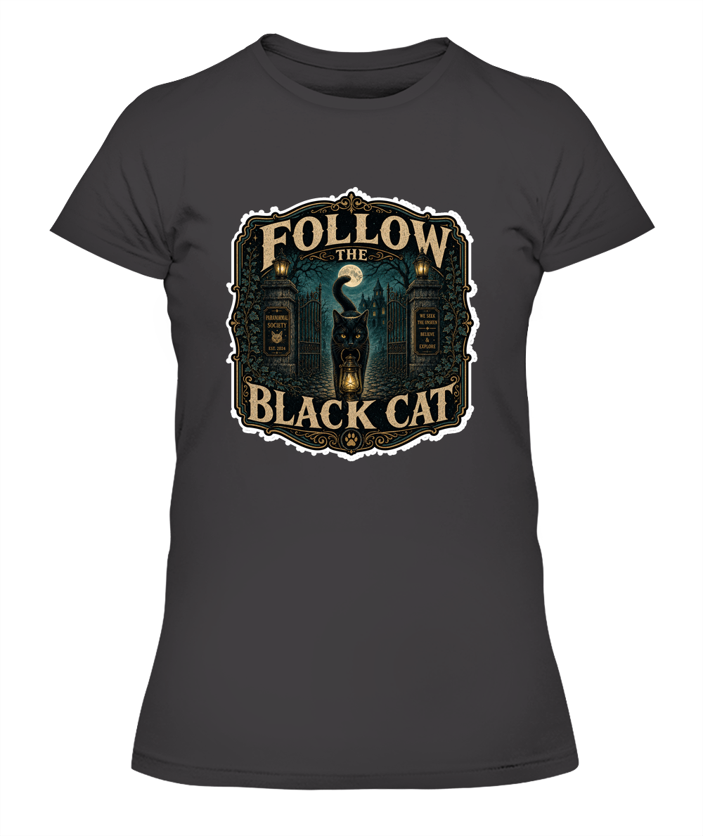 Follow the Black Cat Ladies T-Shirt | Black Cat Lover Gift