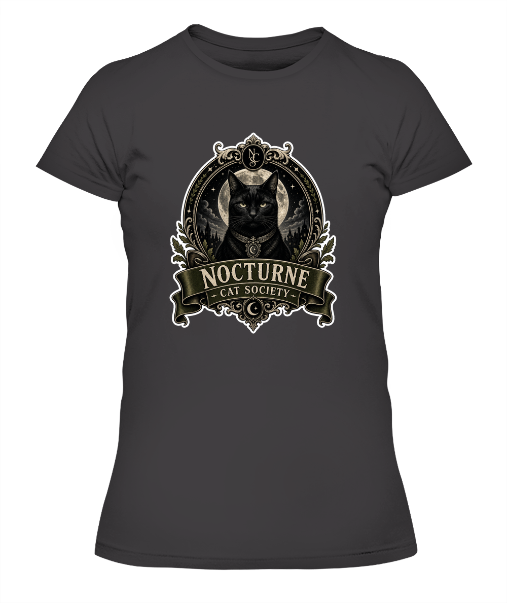 Nocturne Cat Society Ladies T-Shirt | Black Cat Lover Gift