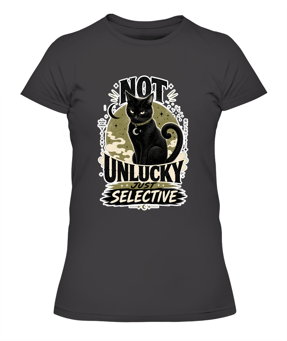 Not Unlucky just Selective Ladies T-Shirt | Black Cat Lover Gift