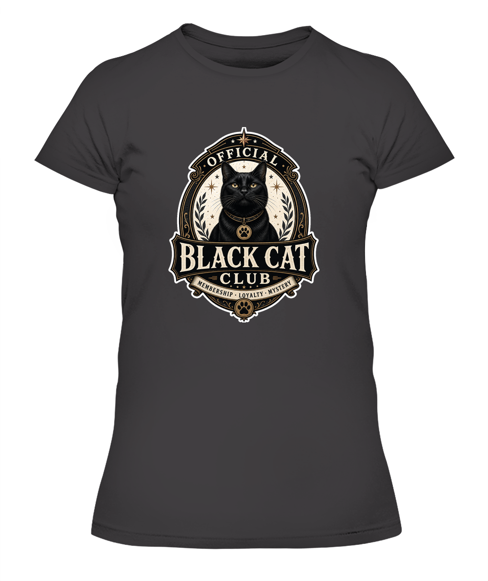 Official Black Cat Club Ladies T-Shirt | Black Cat Lover Gift