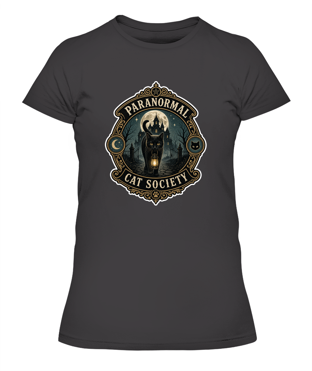 Paranormal Cat Society Ladies T-Shirt | Black Cat Lover Gift