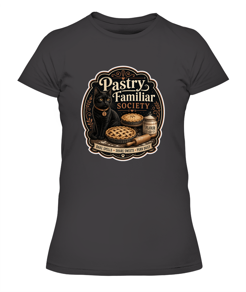 Pastry Familiar Society Ladies T-Shirt | Black Cat Lover Gift