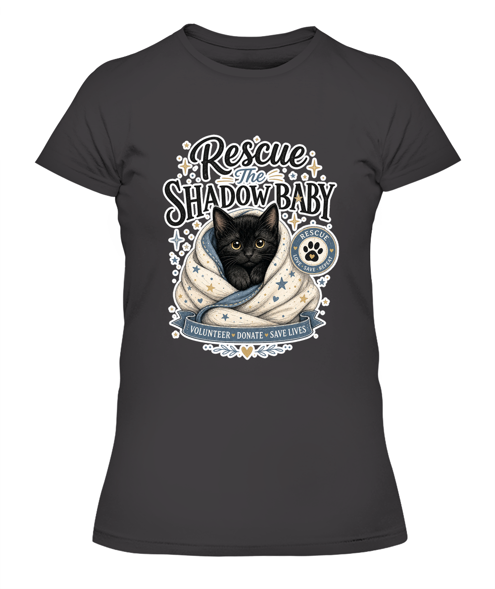 Rescue the Shadow Baby Ladies T-Shirt | Black Cat Lover Gift
