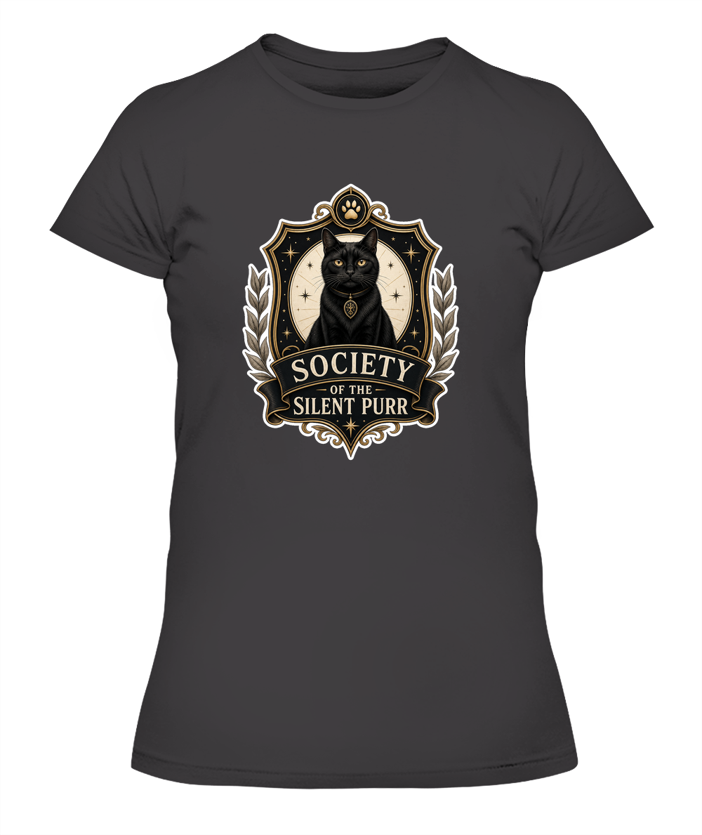 Society of the Silent Purr Ladies T-Shirt | Black Cat Lover Gift